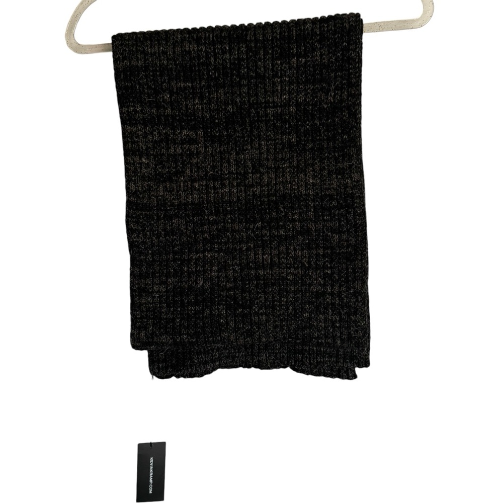 Kevin Kramp Ribbed scarf brown/gray Cashmere blend NEW - Picture 4 of 9
